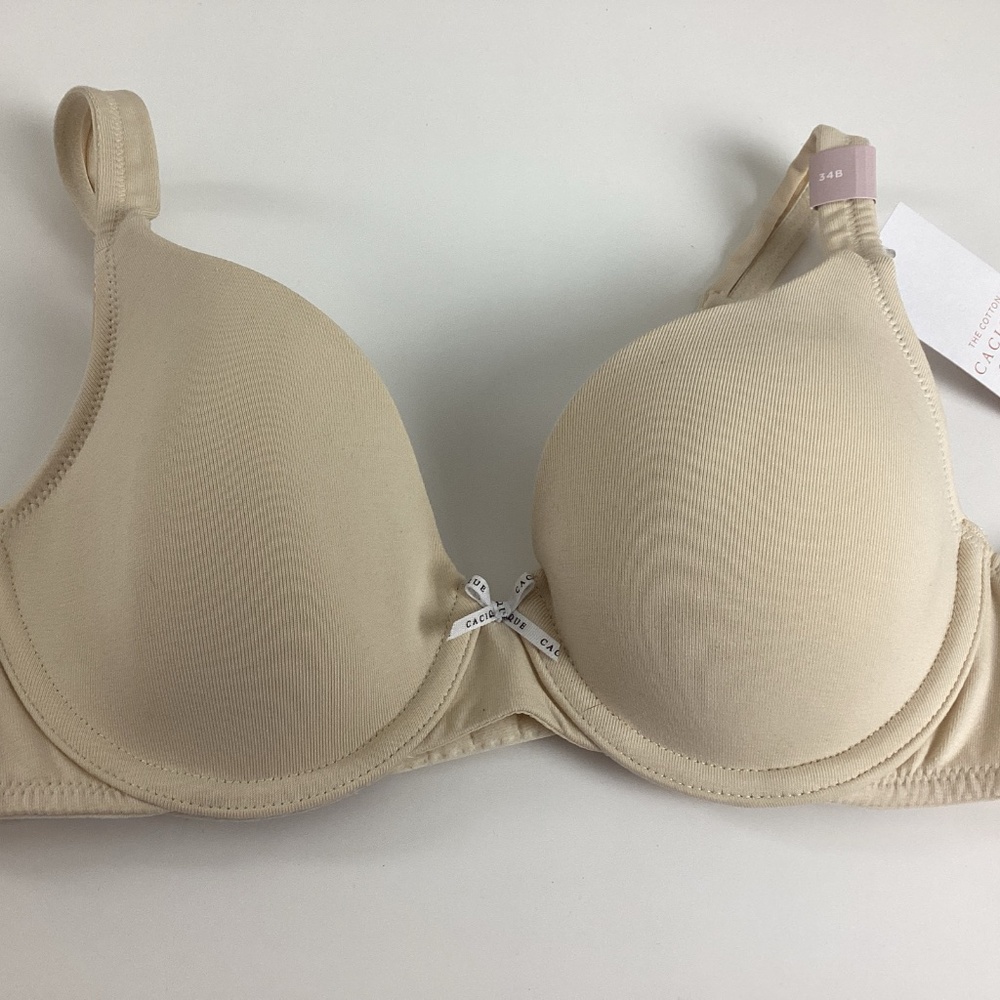 Cacique Cotton Underwire Lightly Lined T-Shirt Bra Size 34B Beige NWT New